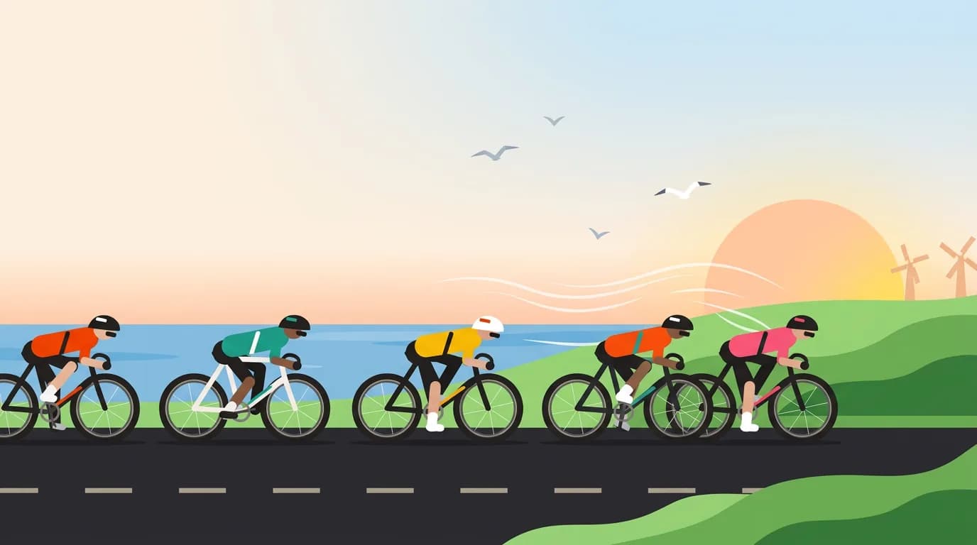 Illustration of friends choosing a group cycling route together