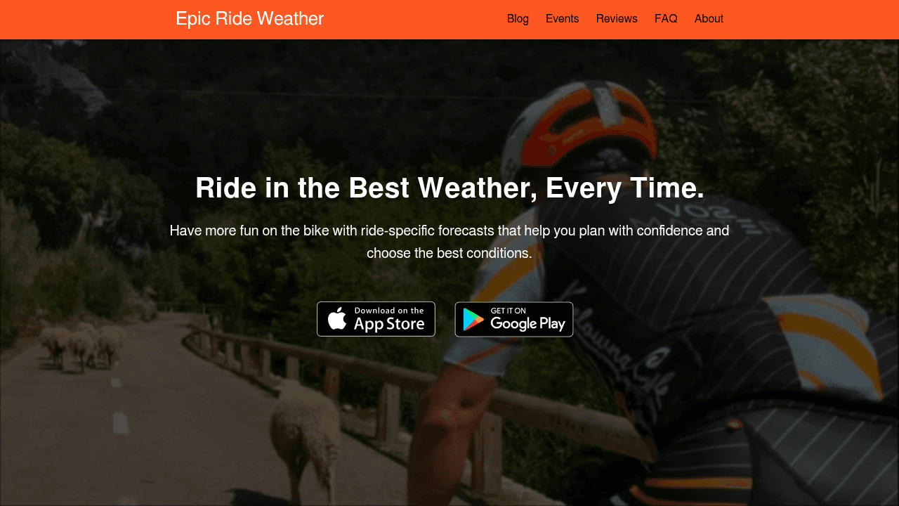 Epic Ride Weather forecast interface