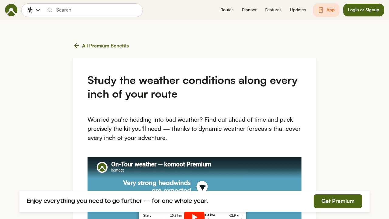Komoot Premium weather layer