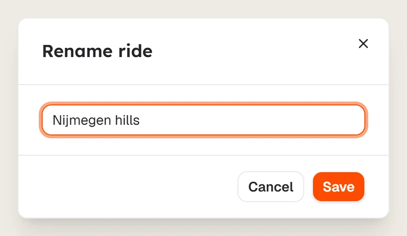 The Rename ride dialog