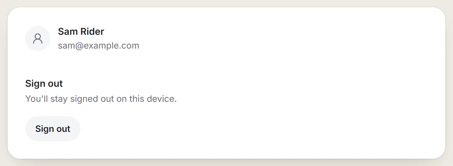 The Account tab with a Sign out button