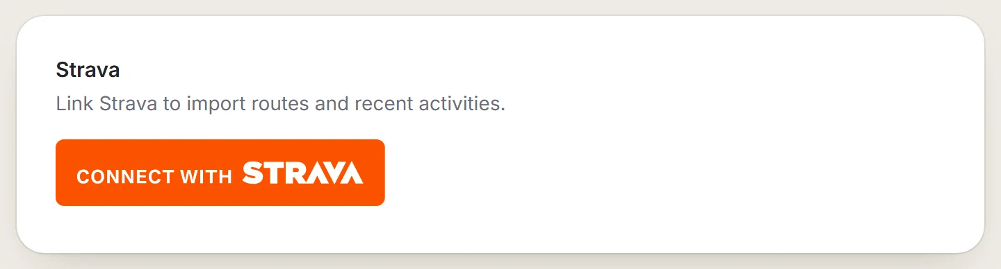 The Connections tab showing Strava