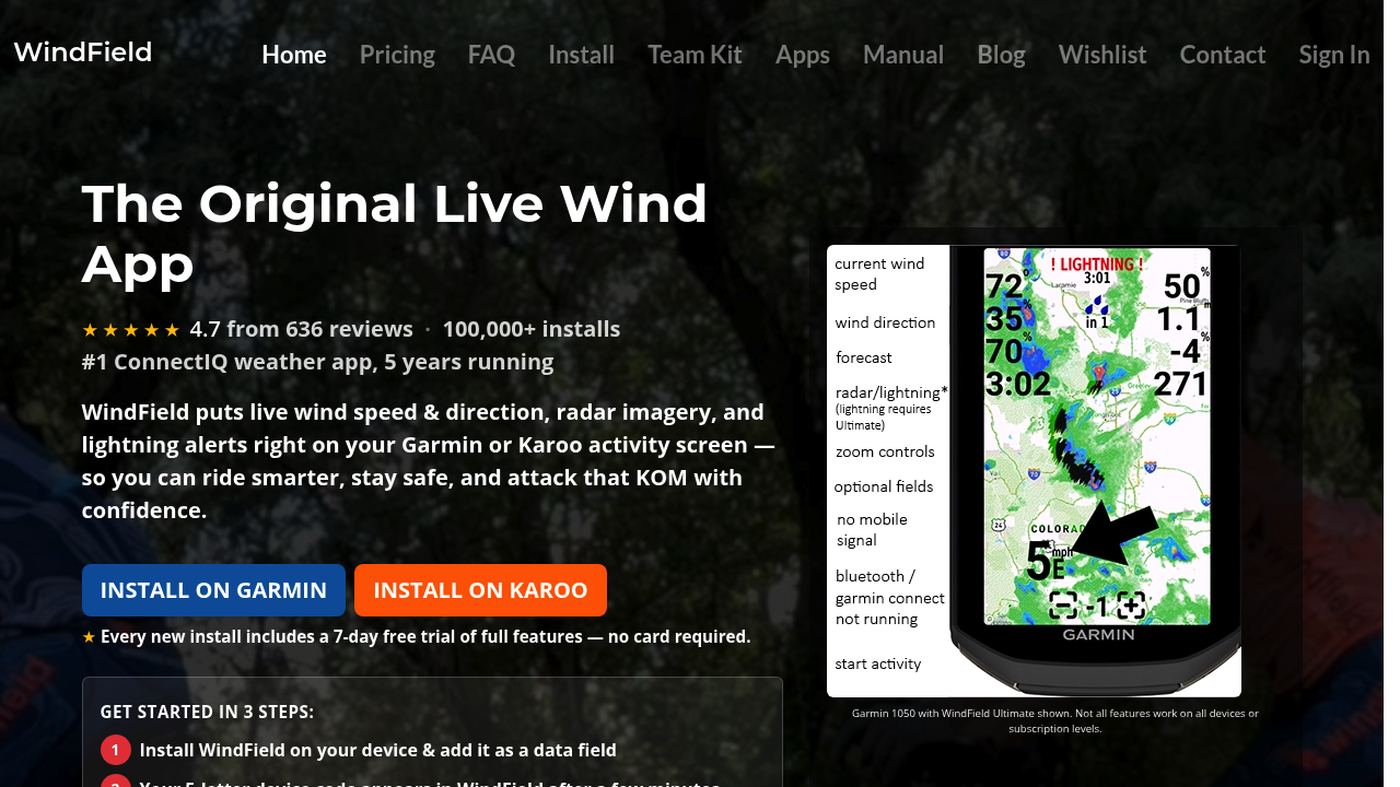 Screenshot of https://www.windfield.app/