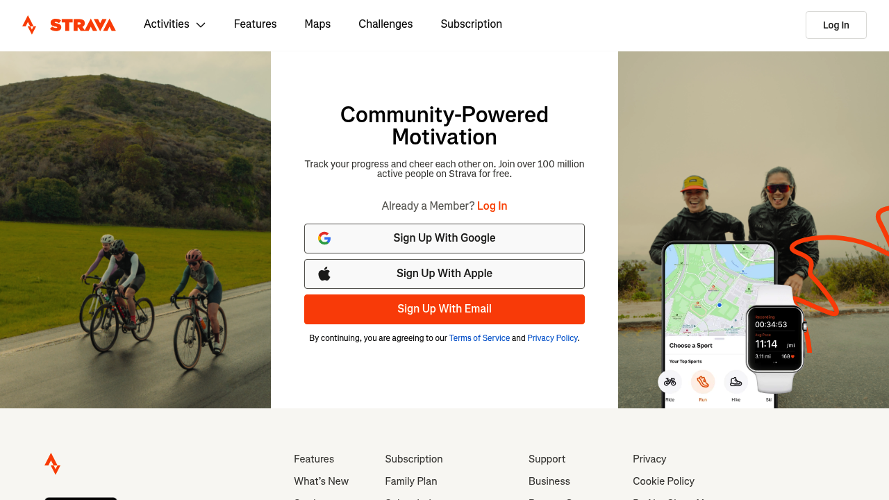 Screenshot of https://www.strava.com/