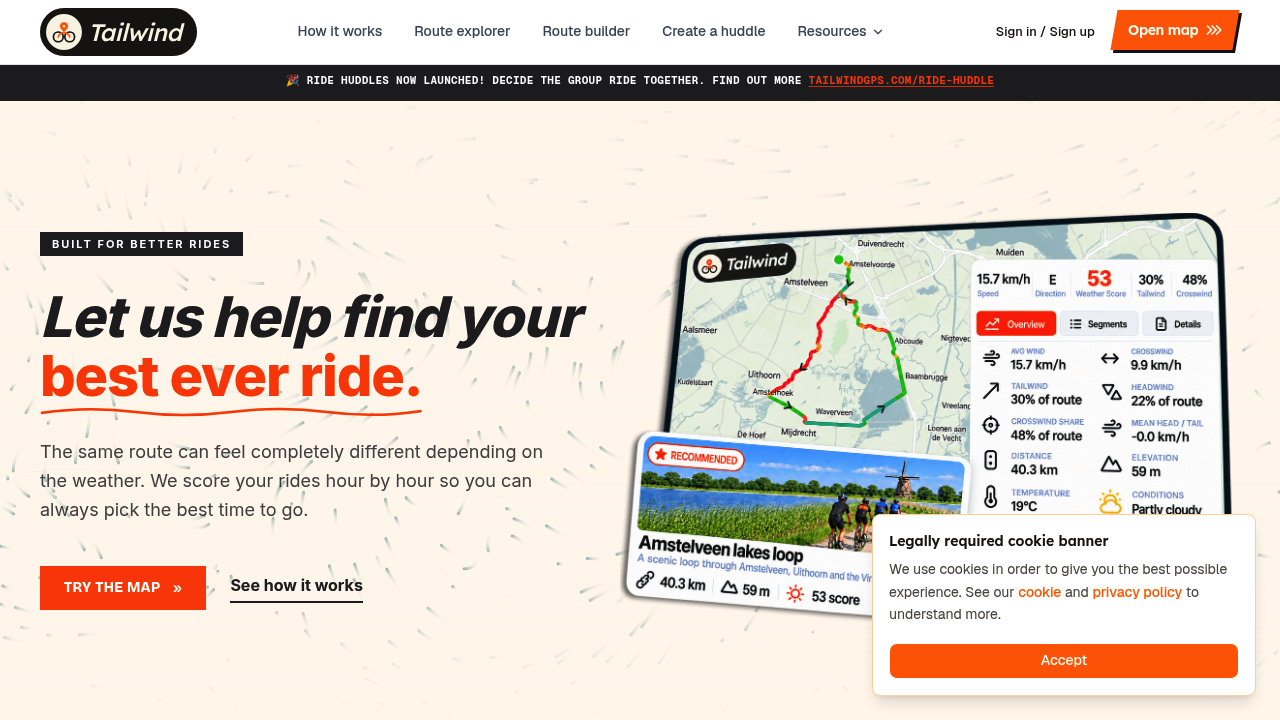 Screenshot of https://tailwindgps.com