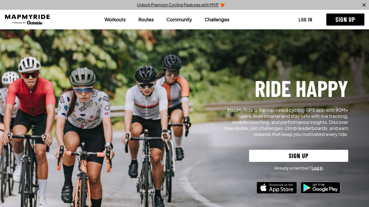 Screenshot of https://www.mapmyride.com/