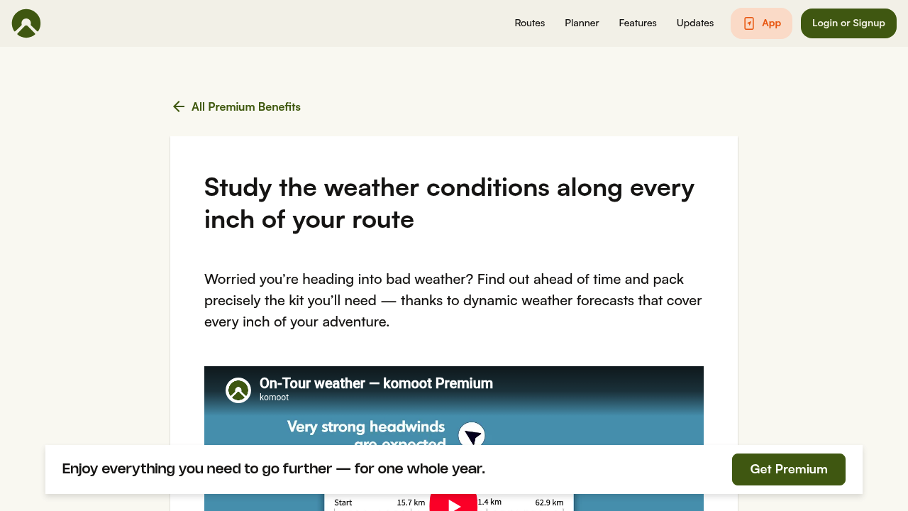 Screenshot of https://www.komoot.com/premium/weather