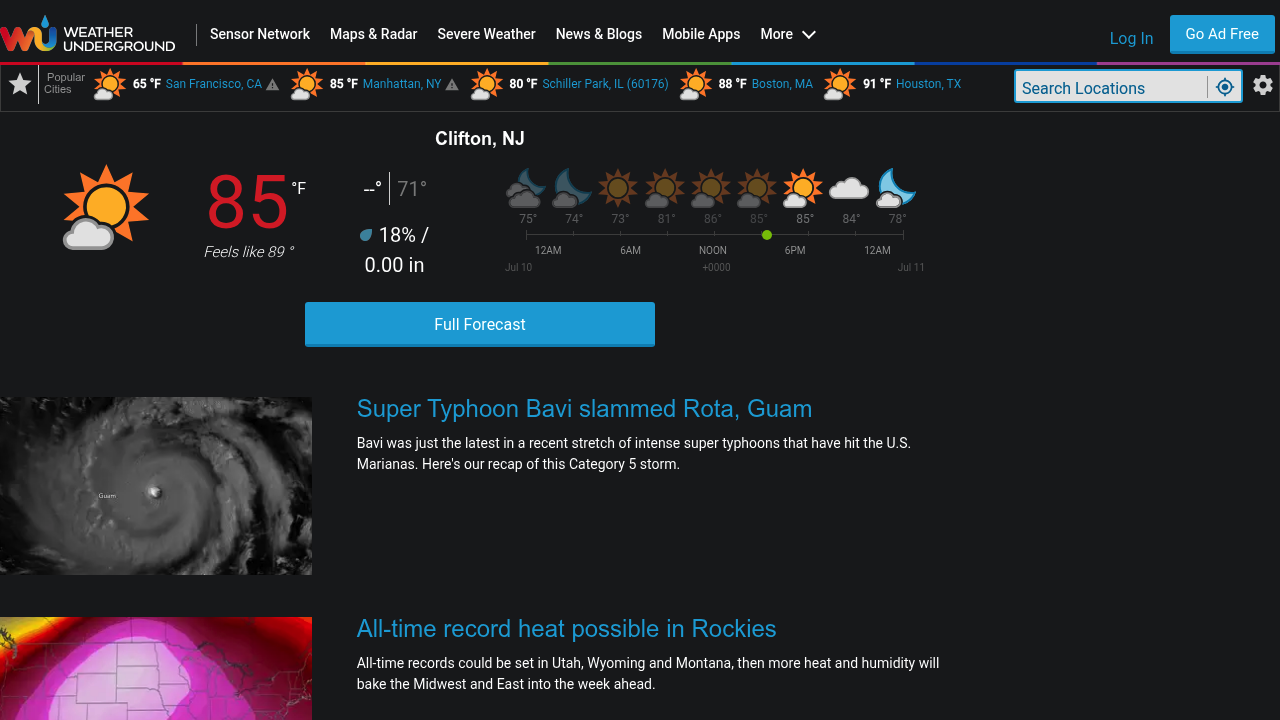 Screenshot of https://www.wunderground.com/